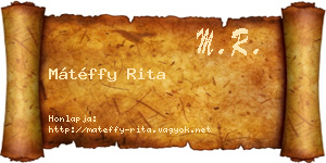 Mátéffy Rita névjegykártya